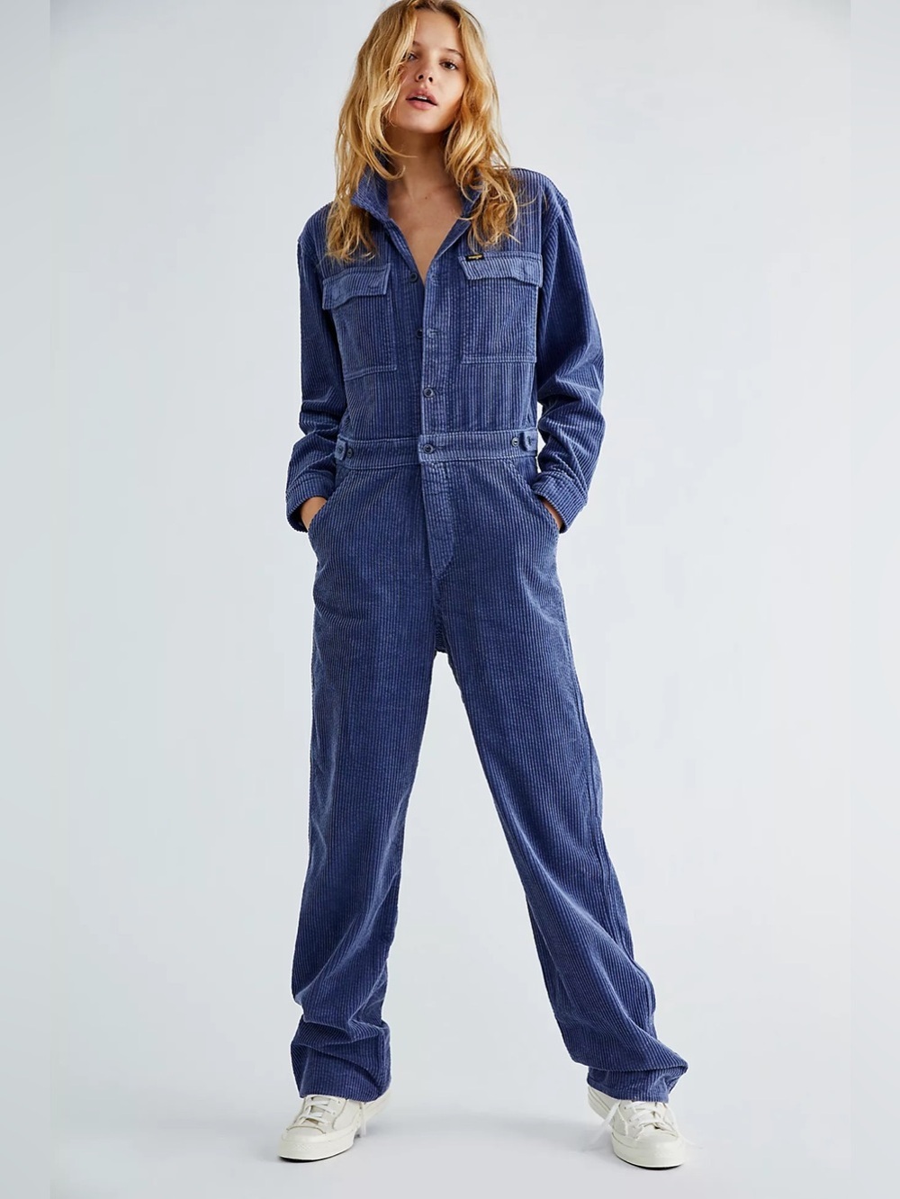 Wrangler Cord Boiler Suit Jumpsuit in Blue - Size Small